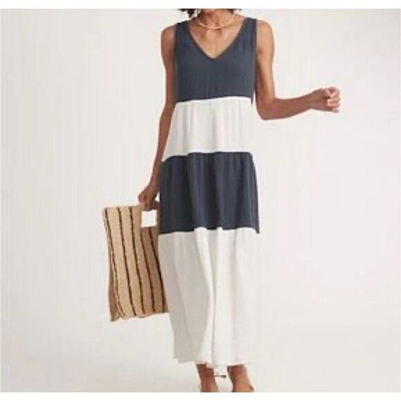 Marine Layer Dresses & Skirts - Marine Layer Corinne Maxi Dress Size M Colorblock White Gray Sleeveless